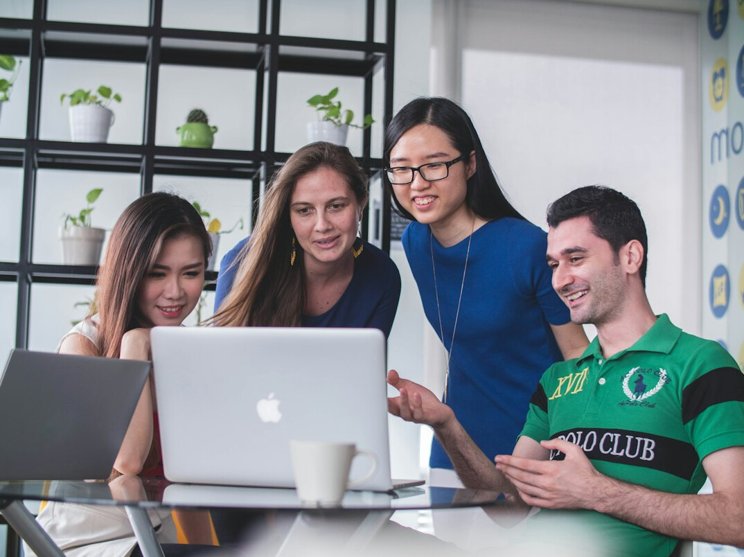 team working on computer